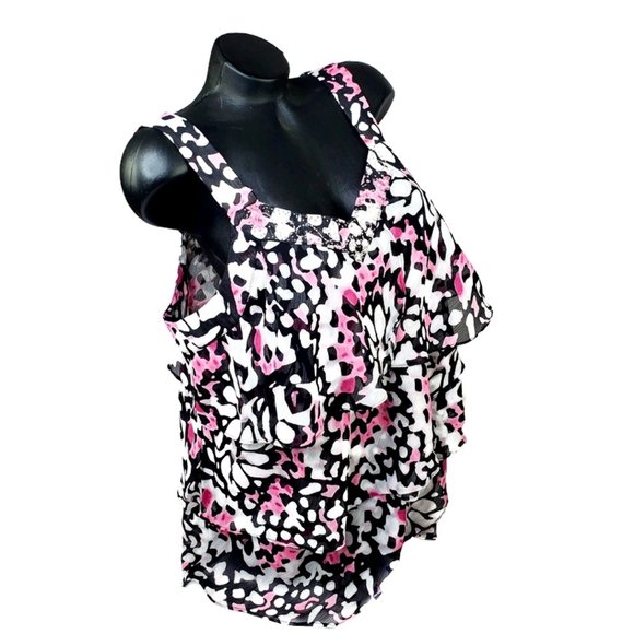 Lane Bryant Essentials jeweled V-Neck Top in a Breezy Chiffon. * Size~ 14/16 * - Picture 2 of 4